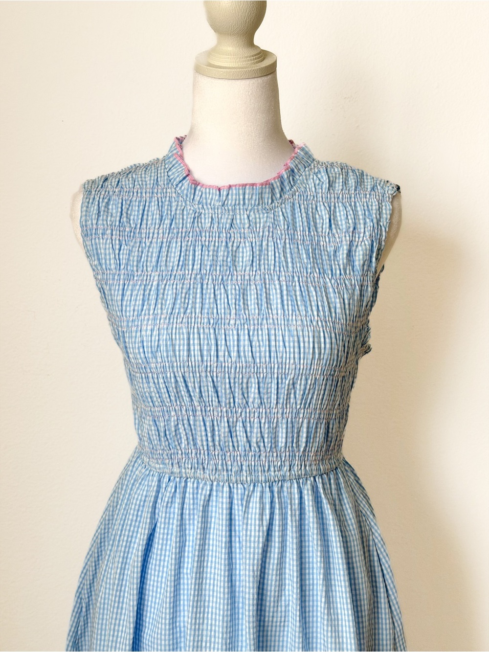 Petal & Pup Blue White Gingham Smocked Maxi Dress Pockets NWT XS - Picture 3 of 9